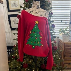 Festive Red Christmas Tree Sweater